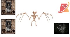 Plastic Skeleton Bat 12×6.5 inches All-Weather Halloween Decor Spooky