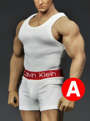1/6 scale Men Tank Top Underwear Set WHITE For Phicen M33 M34 male Figure body
