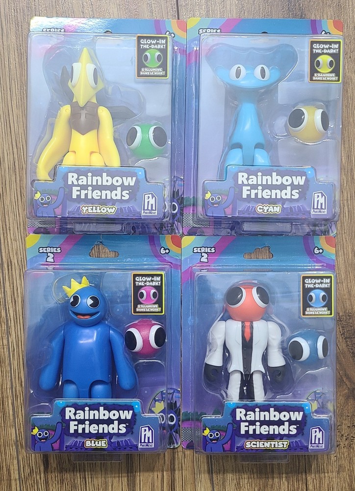 SET OF 4! Rainbow Friends Series 2 Figures CYAN YELLOW BLUE SCIENTIST Phatmojo