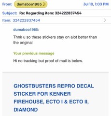 GHOSTBUSTERS REPRO DECAL STICKER FOR KENNER FIREHOUSE, ECTO I & ECTO II, DIAMOND