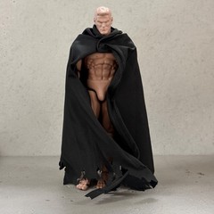 SU-C-EZ-BLK: 1/12 wired battle damaged black cape for 6″ action figure