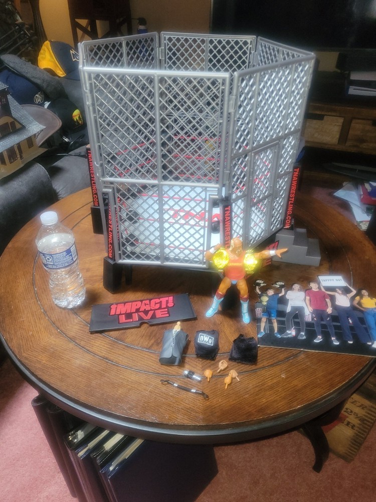 Huge TNA Jakks Six Sided Steel Cage Ring Extremely Rare WWE WWF WCW MATTEL ELITE