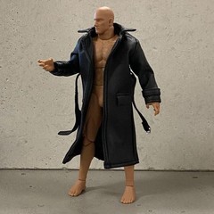 1/12 Scale Sodier Wired Black Faux Leather Trench Coat Model for 6″ Fi…