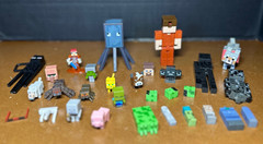 Lot of Minecraft parts some full Figures mini figures 1 key chain 1 Diecast