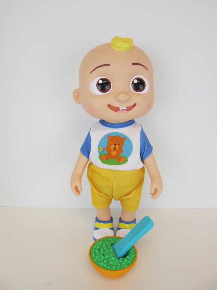 CoComelon Official Deluxe Interactive JJ Doll with Sounds Peas Spoon Clothes