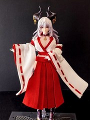 1/12 Custom Female Long Miko Outfit Dress for 6” Snail Shell Action Figure
