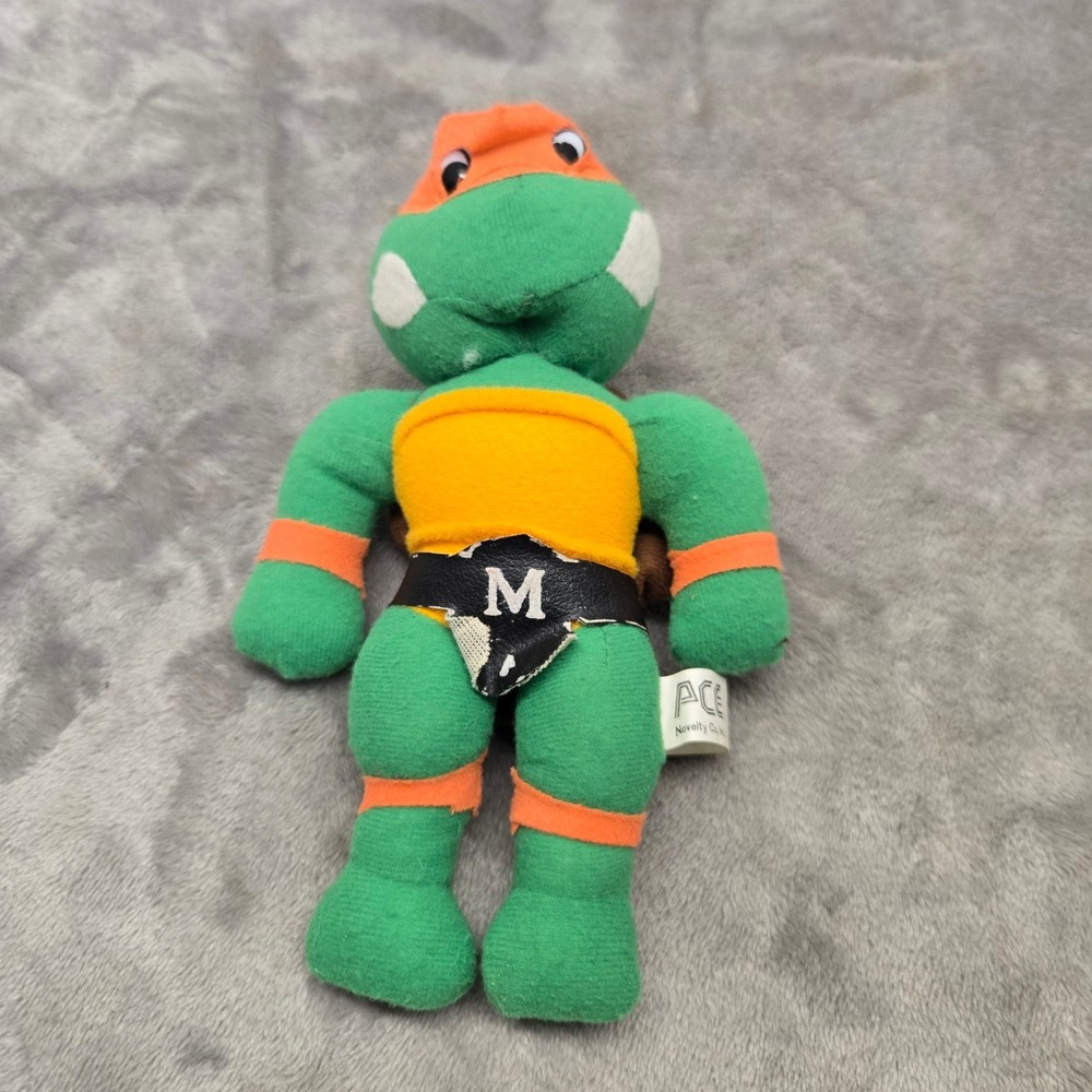Vintage 1989 TMNT Michelangelo Plush Ace Novelty Teenage Mutant Hero Turtles 9″