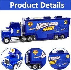 Disney Pixar Cars No.51 Fabulous Hudson Hornet Mack Truck & Car 1:55 Diecast Toy