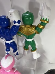 5 Mega Mighty Power Rangers Blue Black Red 10″ Action Figures Pink Green Ranger