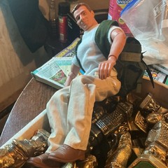 Posable Male Plastic/Fabric Action Figure Beige/White Outfit Green Backpack