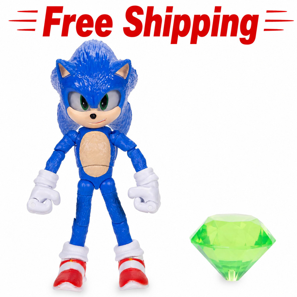 Sonic The Hedgehog 3 Movie 5” Sonic Action Figure w/ Emerald New Gift