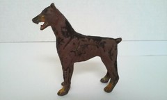 Vintage Doberman Pinscher 4 3/4″ Tall Rubber Dog Figure Hong Kong 1970’s