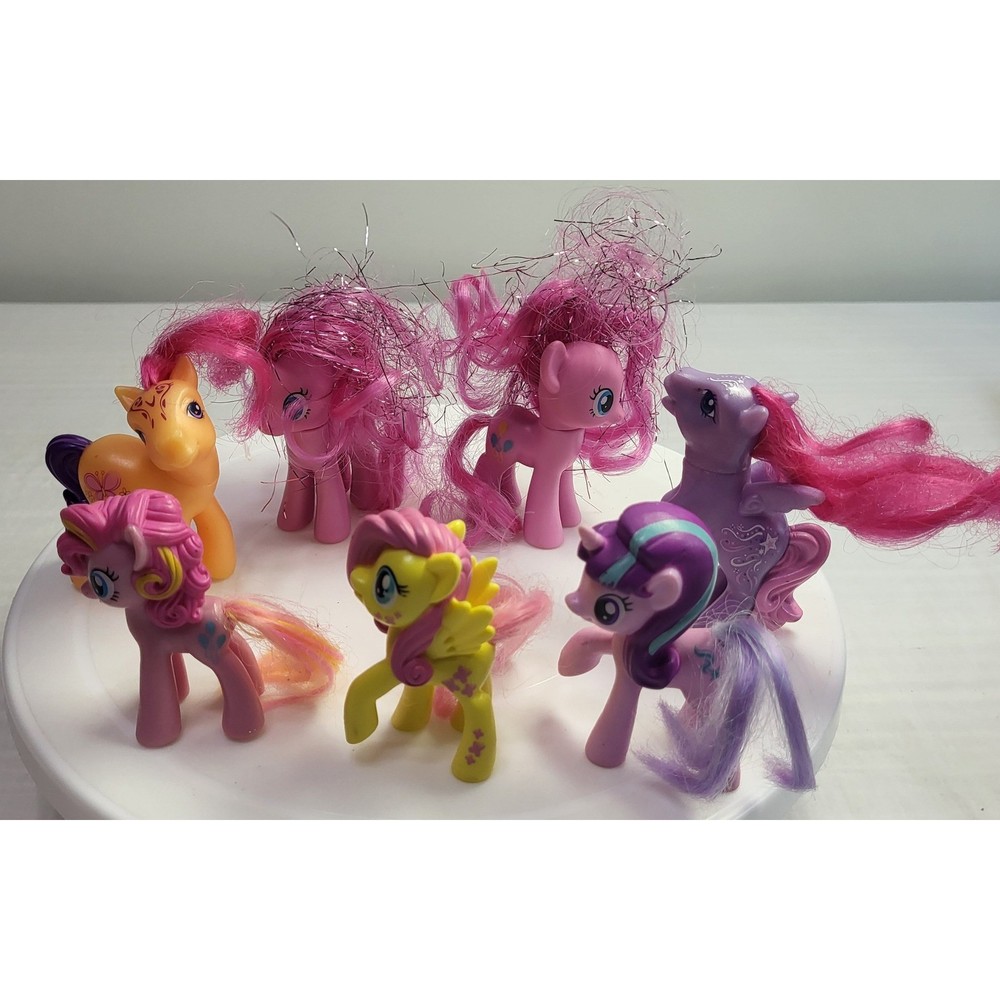 Hasbro My Little Pony Unicorn Figures Multicolored G4 Brushable Hair Lot of 7