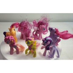 Hasbro My Little Pony Unicorn Figures Multicolored G4 Brushable Hair Lot of 7