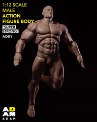 MUFF TOYS ADAM 1/12 Male Strong Muscle Doll 6” Comic Action Figure Body w/Head