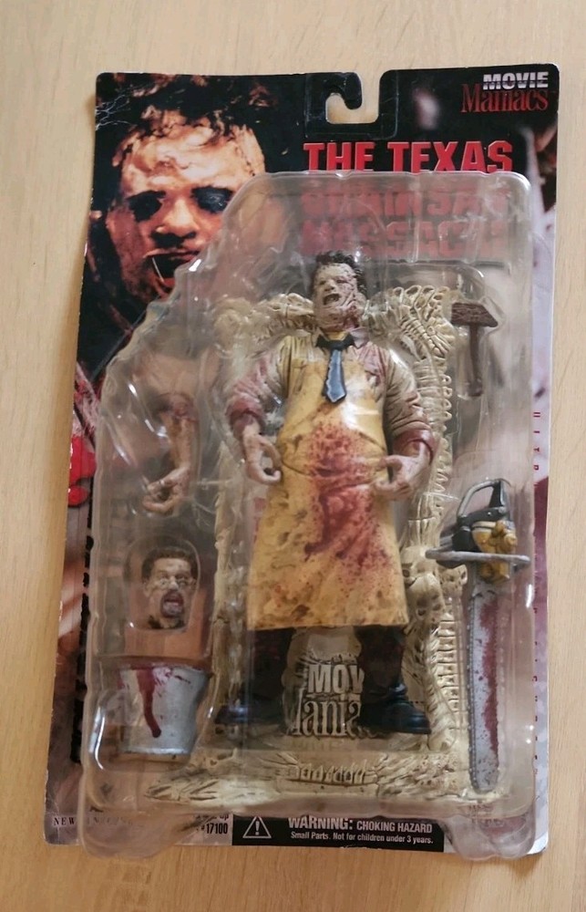 McFarlane Toys Leatherface Action Figure Movie Maniacs Boxed w/ Chainsaw Bloody