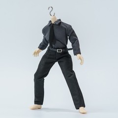 1/12 scale dark gray shirt suit w/ tie For 6” Figure BJD Mezco Marvel SHF ❶USA❶