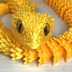 3D Printed Articulated Snake 29” Crystal-Like Movable Snake Golden Snake