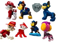 Lot of 7 Paw Patrol Pups Action Plastic Figures Marshall Skye Chase 2-3 Inches