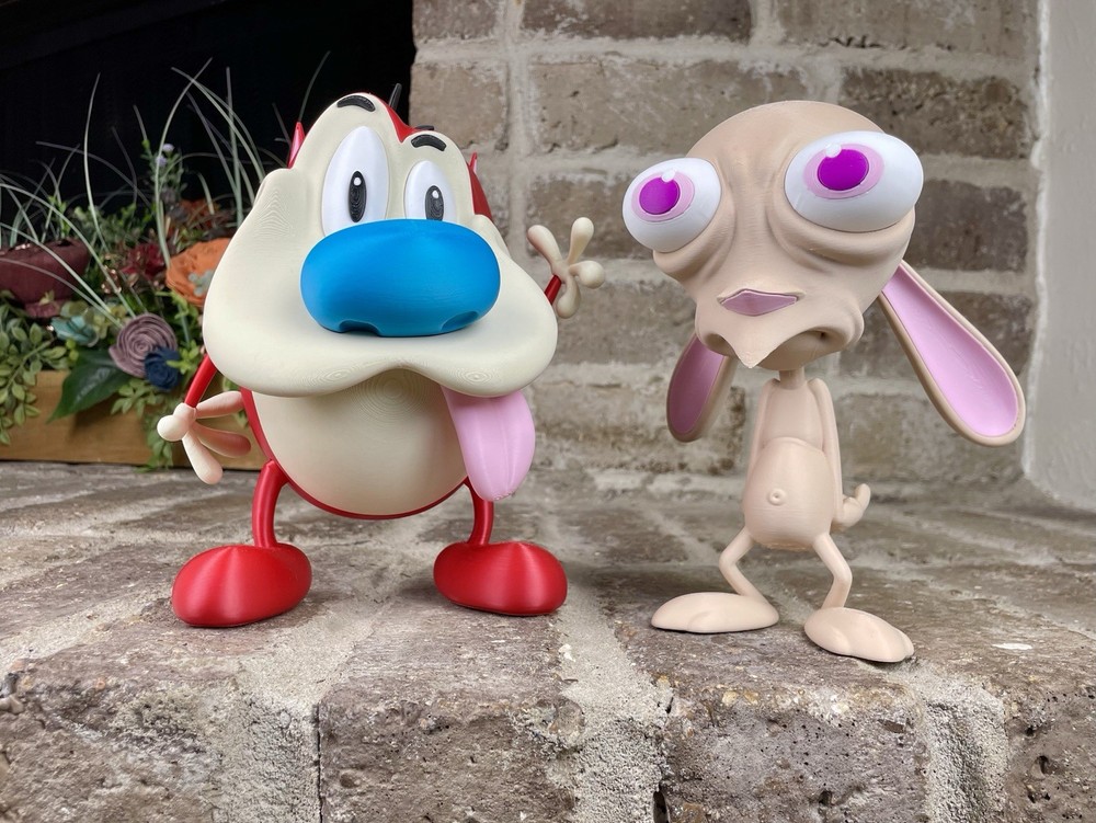REN & Stimpy 3D Printed Toy Figures 90s Retro Cartoon TV Show Fun Nostalgia Gift
