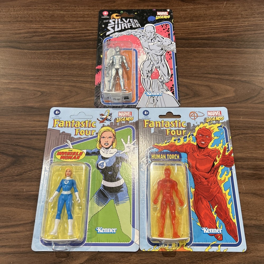Marvel Legends Retro 3.75 Fantastic Four Invisible Woman Human Torch Silver Surf