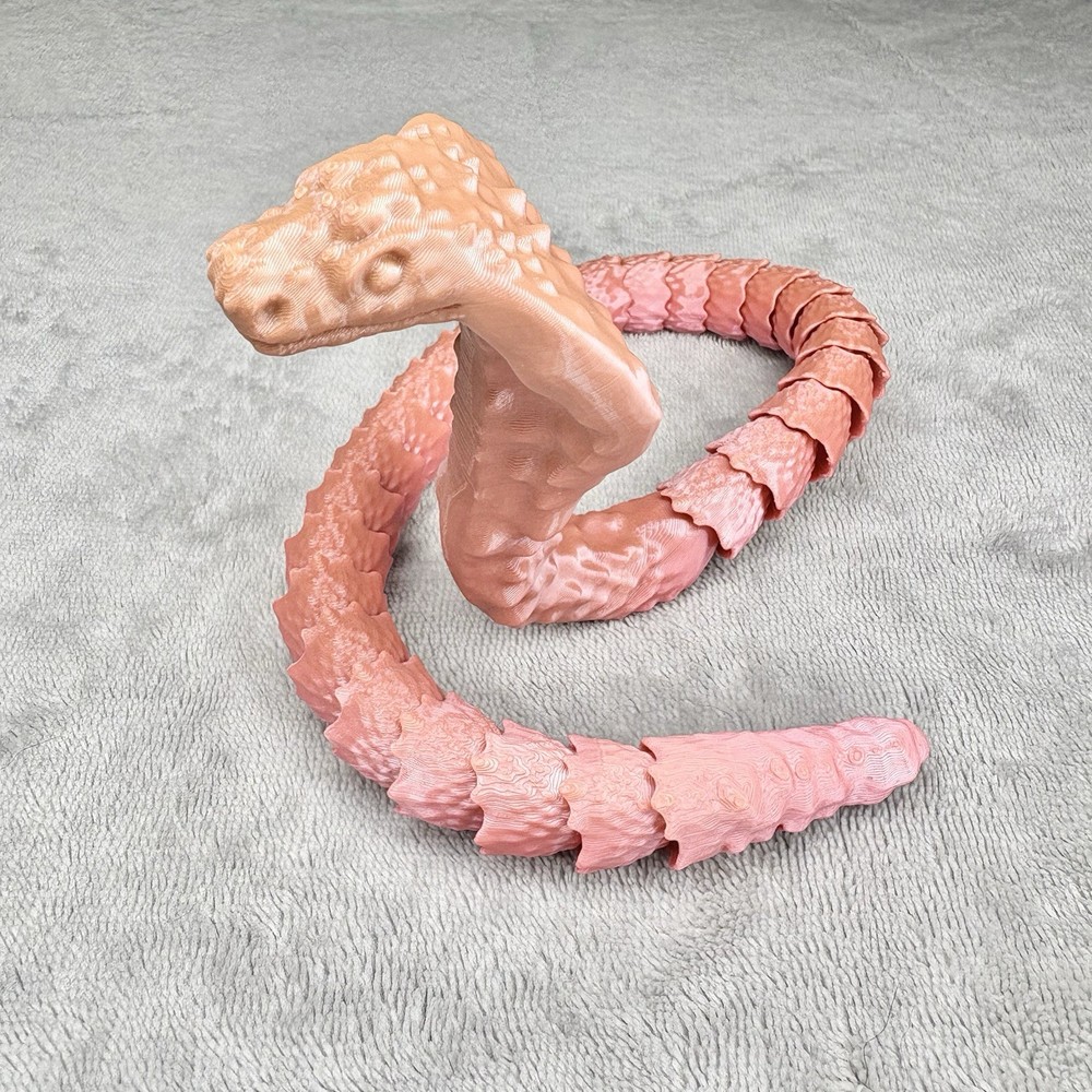 3D Printed Python Snake Pink 15” Kids Fun Toy