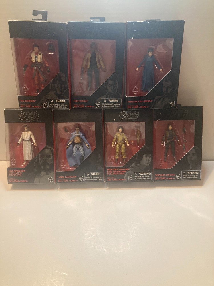 NEW Lot of 7 Hasbro Star Wars The Black Series Luke Leia Finn Poe 3.75″ Figures