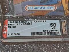 AFA Graded GLASSLITE DROIDS R2-D2 pop-up saber Star Wars 1988 vintage MOC Brazil