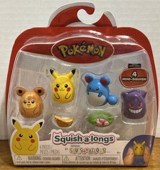 Pokemon Squish-a-longs Series 1 Mini Squish Squishmallows Pikachu Eevee Gengar