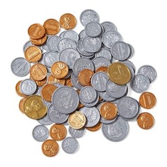 Realistic Play Money Set for Kids – 96 Plastic Coins for Learning & Play