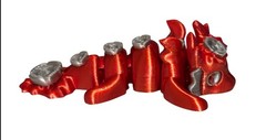 3D Printed – 2″ Mini Rose Dragon – Red / Silver – #3034-4243