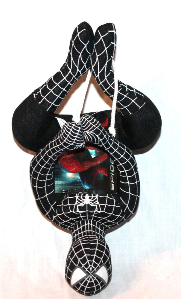 NEW WITH TAG 2006 Black Spiderman 3 Toy Factory Hanging Upside Down 12″ Plush