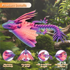 Feathered Wyvern Dragon,3D Printed Dragon, Articulated Dragon with Wings, 3D Pri