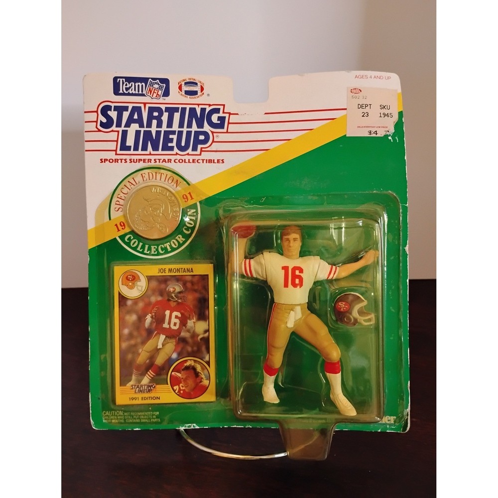 1991 Starting Lineup Joe Montana SF 49ers Special Edition Figure Coin Card New