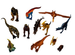 Lot of 12 Mixed Dinosaurs Figures Toys PVC Rubber Plastic Some Have Sound GOOD