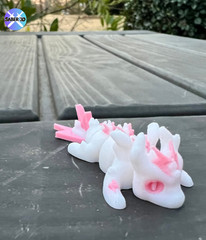 Mini Pink and White 3d Printed Lightning Dragon Articulated Flexi