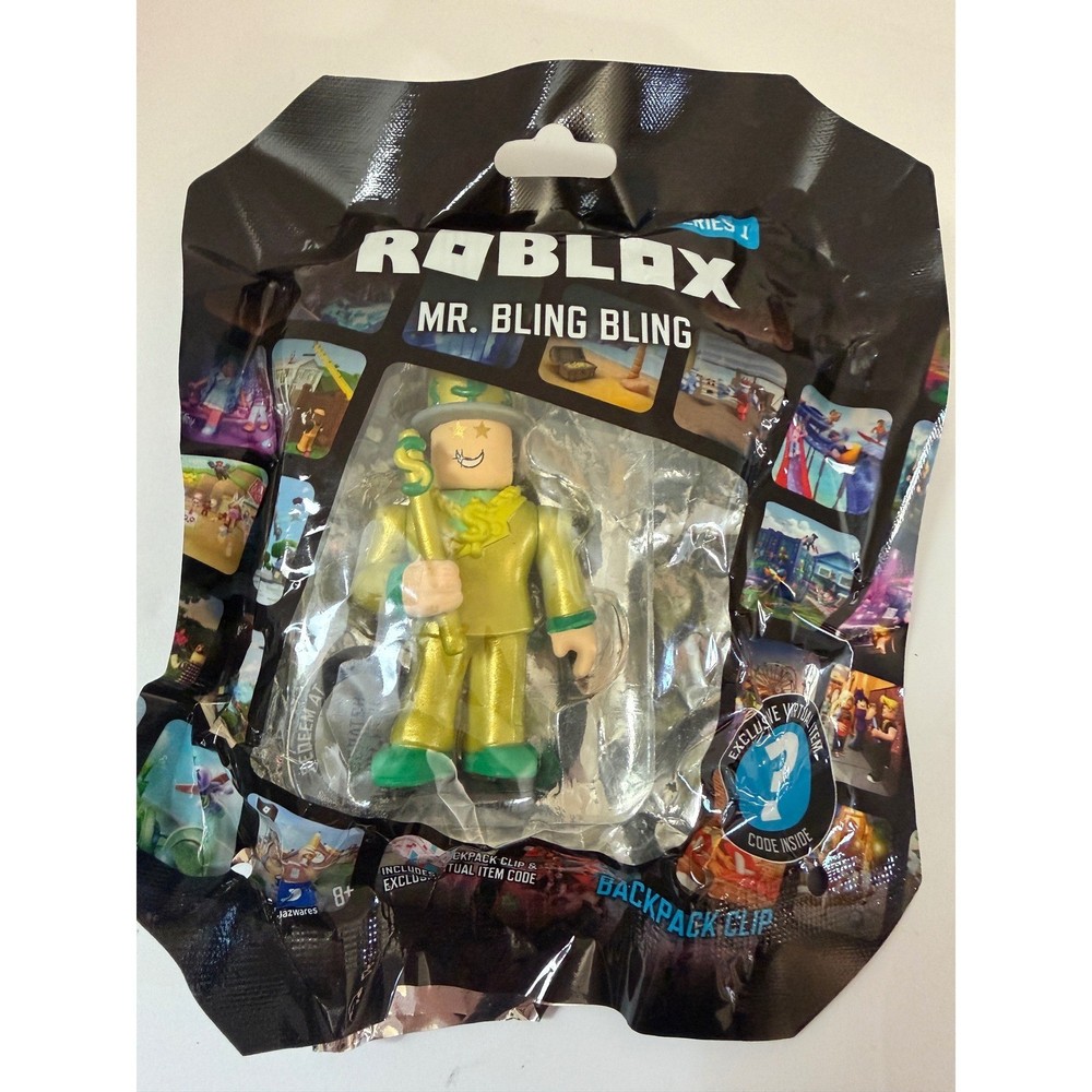 Roblox Mr. Bling Bling Series 1 Backpack Clip Figure with Virtual Item Code NEW