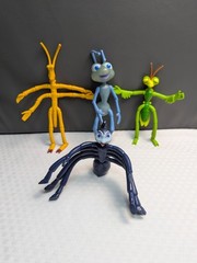 Vintage 1990s Disney Pixar A Bugs Life Set of Four Bendable Figures
