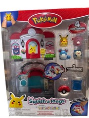 Pokemon Center Playset Squish-A-Longs Pikachu Chansey Marill Snorlax NEW