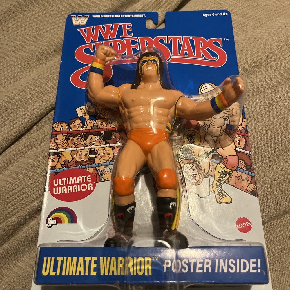 WWE LJN MATTEL SUPERSTARS ULTIMATE WARRIOR 8″ ACTION FIGURE BLUE CARD