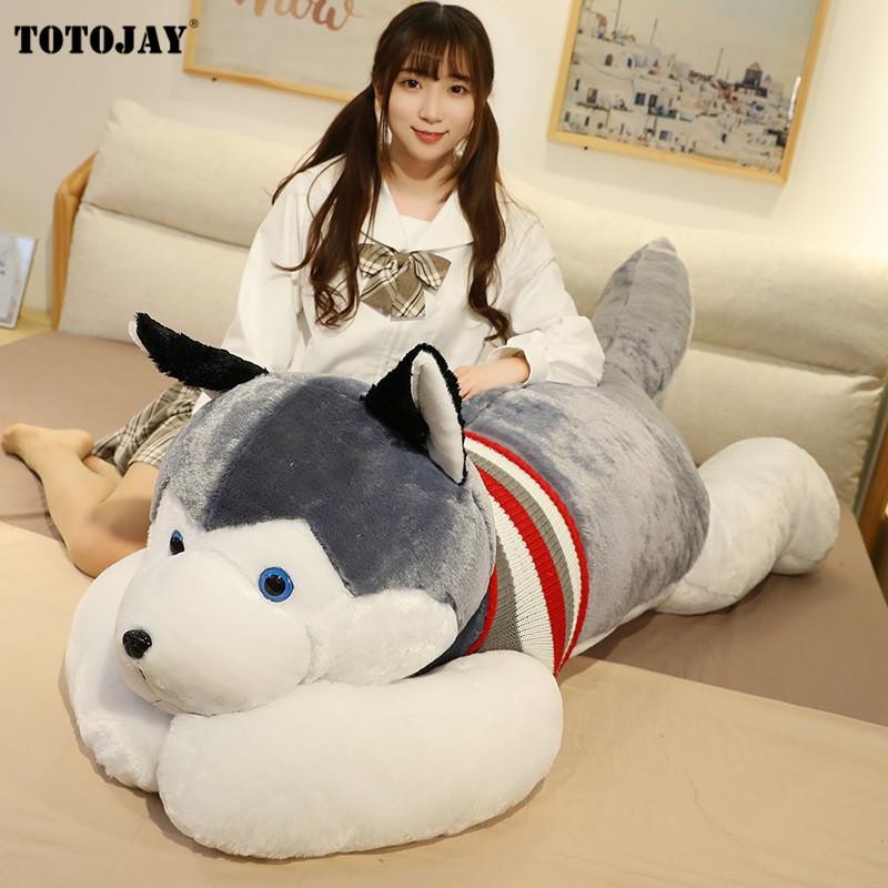 50-120cm Giant Husky Dog Plush Toy Long Pillow Sleeping Cushion Kids Gift