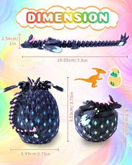 3D Printed Easter Dragon Eggs with Wings Rainbow Glow in The Dark Crystal Stuff