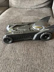 Batmans Batmobile DC Comics Plastic 15” Long X 7” Wide X 5” Tall. Holds 11” Fig.