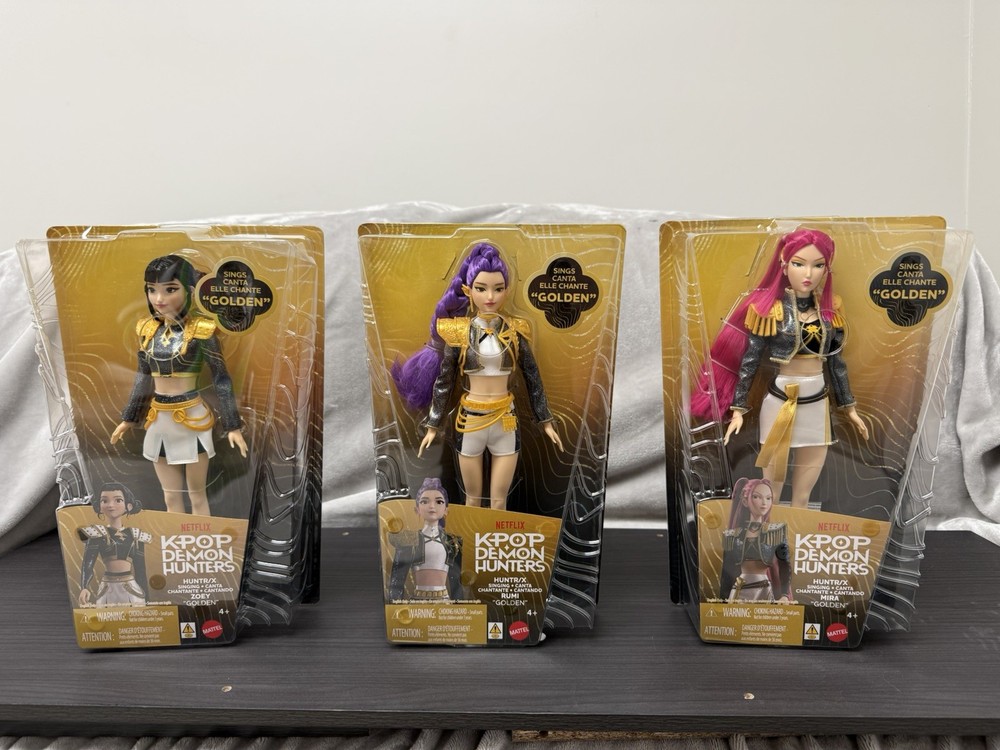 Mattel KPop Demon Hunters HUNTR/X Rumi Mira Zoey Golden Singing Dolls 3-Pack
