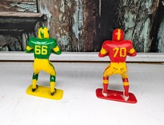 Set of 2 Vintage Louis Marx Plastic Football Player Figurines 1969 Collectible