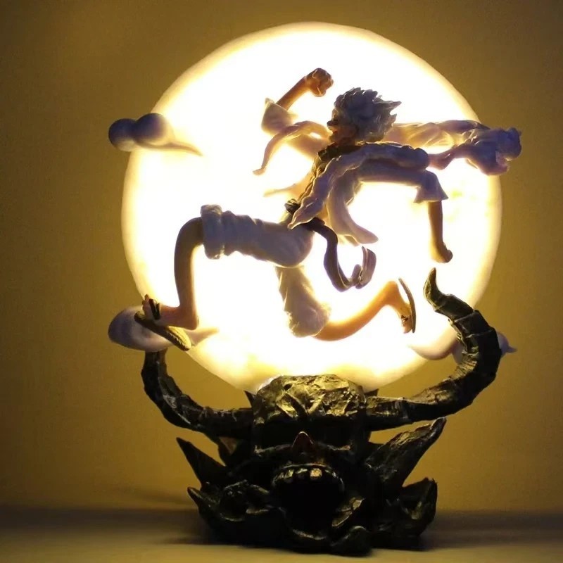 One Piece Monkey D. Luffy Gear 5 Figure with Moon Light Anime Statue Model 14cm