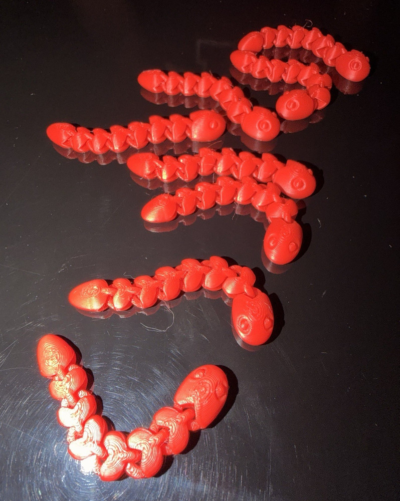 Flexi Snake Desk Toy | Articulated 3D Print | Red, Green, Blue & More|8 pack