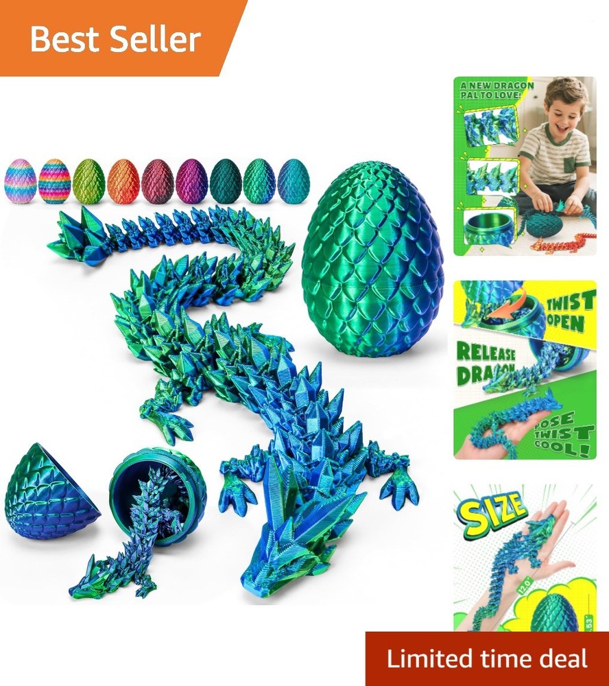 12″ Articulated Crystal Dragon Inside 4.53″ Dragon Egg – Unique Toy for Kids