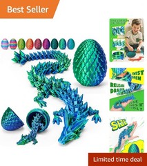 12″ Articulated Crystal Dragon Inside 4.53″ Dragon Egg – Unique Toy for Kids