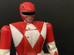 1993 Mighty Morphin Power Rangers Auto Morphin Red Green Figures Bandai Lot Of 3